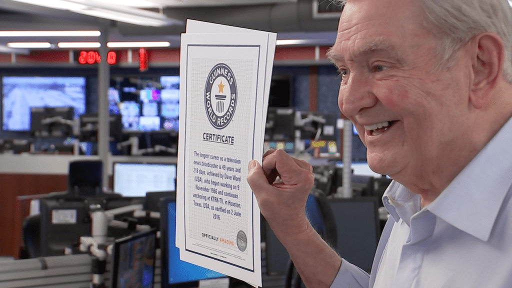 Dave Ward with his Guinness World Records certificate.