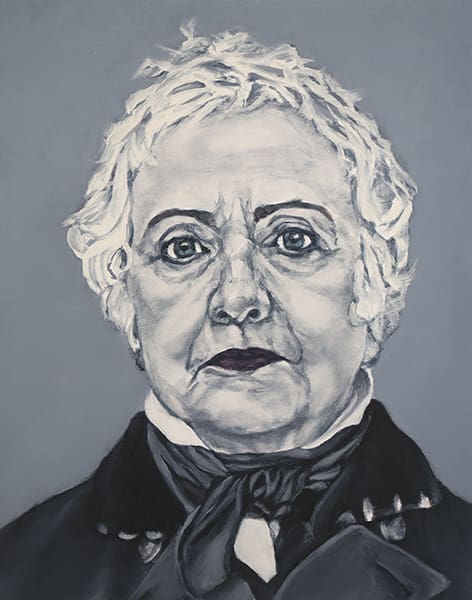Sarah Sole's "Taylor," 2016, at Devin Borden Gallery casts candidate Clinton as 12th President, Zachary Taylor. 