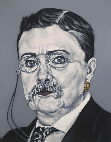 Sarah Sole's Teddy," 2016, at Devin Borden Gallery. The artist conflates the present with the past, bending  gender in American history. 