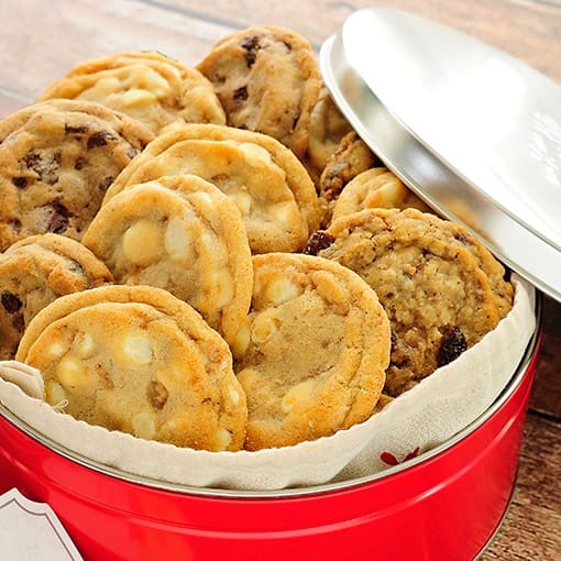 Nothin' says lovin' like somethin' from you very own oven but there isn't always time. You don't need it with the confections from Christie Cookie Co. in Nashville, Tennessee. Their macadamia, white chocolate cookies are as good as mine. And I'm a killer cookie baker. The $34.99 tin is filled with chocolate chip, oatmeal raisin, and the macadamia nut treats. http://bit.ly/2fXsU4y