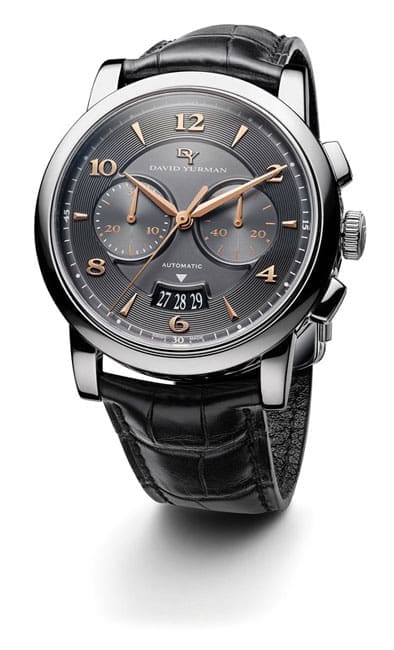David Yurman Chronograph in steel, $4,600, at the David Yurman boutique, Lewis Jewelers, Bachendorf’s.