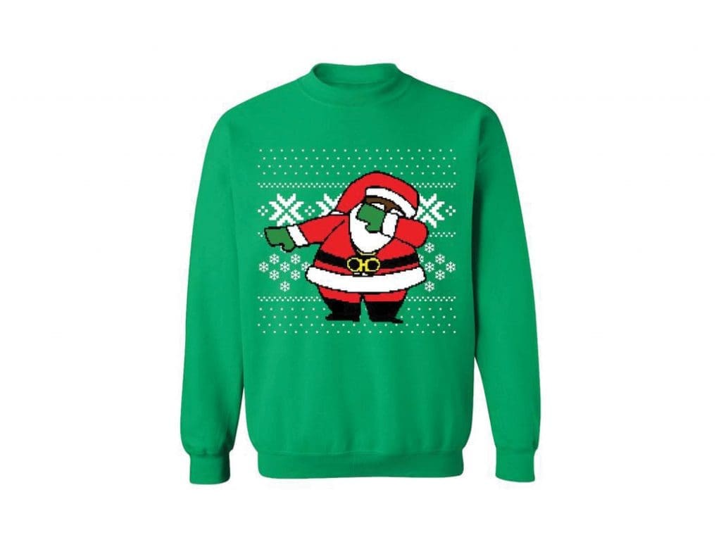 Take home an ugly sweater from 2 Chainz that isn’t so ugly with Santa hitting the dab—also available with Santa doing the hit dem folks, and juju on the beat. On sale for $20.