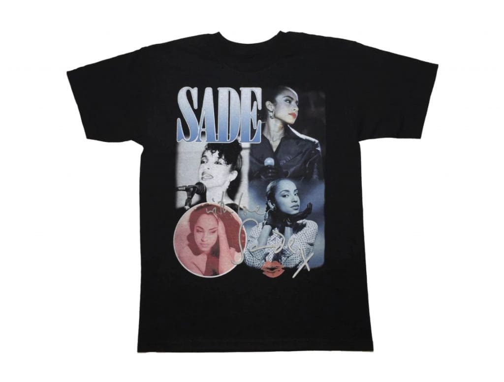 This vintage-inspired tee boasts Sade, one of the best and most glamorous singers of all time. Show people you know your lovers rock. $49.