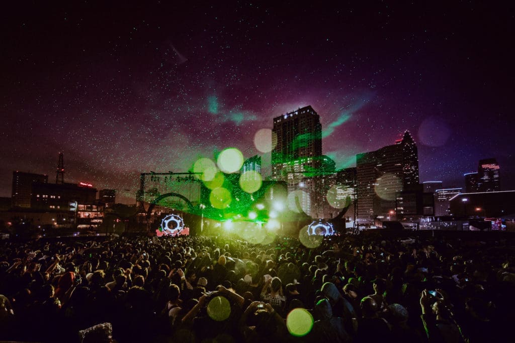 Aphex Twin brings it at Day for Night in the rain. (Photo by Julian Bajsel)