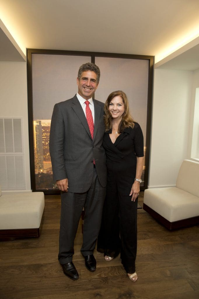 Arel Capital's Richard Leibovitch and Rottet Studio's Lauren Rottet at the opening for the model of The River Oaks. (Photo Jenny Antill Clifton)