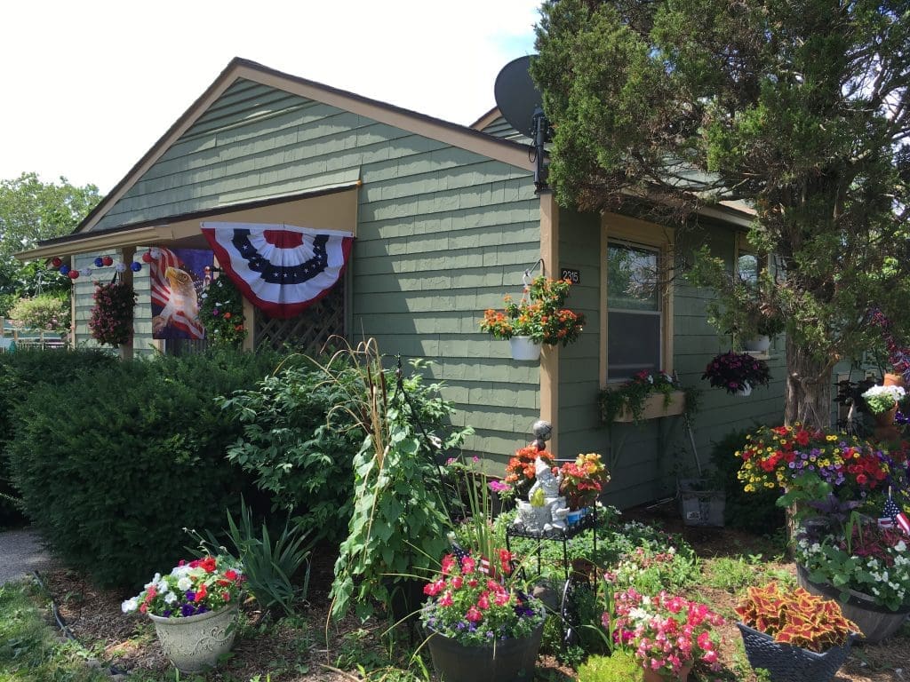 The end of the thousand-some mile trip — my birthplace: Pittsfield Boulevard, Ann Arbor, in bloom last summer. 