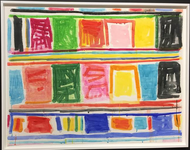 Stanley Whitney's "Untitled," 2016, a 46 x 60 inch monotype in watercolor, was acquired from Two Palms, at Art Basel Miami Beach. The dynamic work on paper, influenced by jazz chords, will hang in the Library of The River Oaks.    