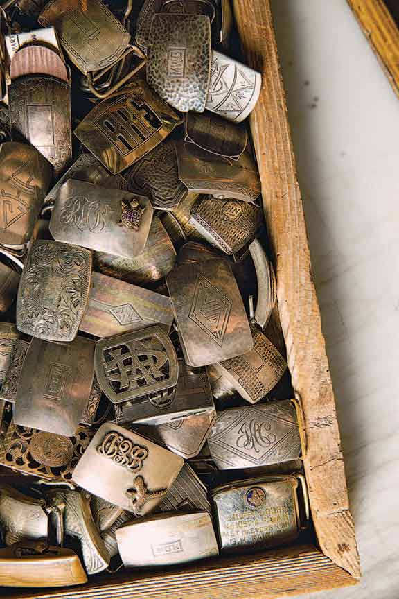 Maida's belt buckles are one-of-a-kind. 