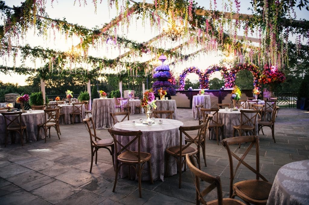 Colorful flowers on display at the reception 