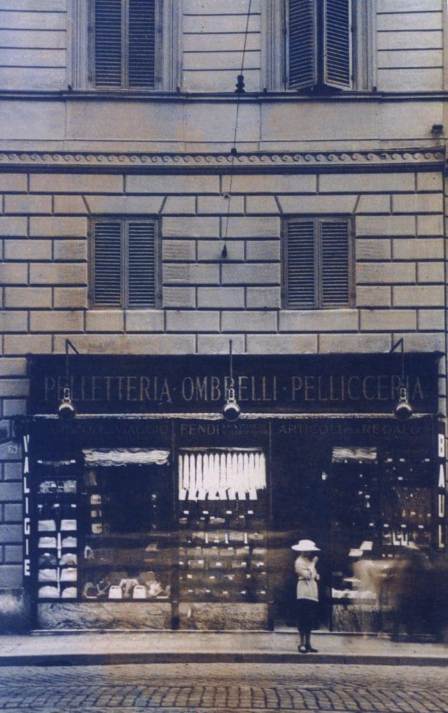 The first Fendi store, then a handbag-and-fur shop on Rome's Via del Plebiscito, 1926