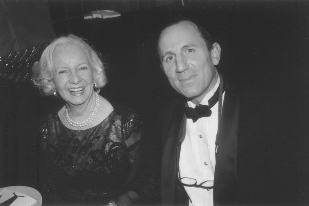 The late Dallas collector Betty Blake and Houston gallerist Hiram Butler at the first Menil ball, January 27, 2001. (Photo Phyllis Hand) 