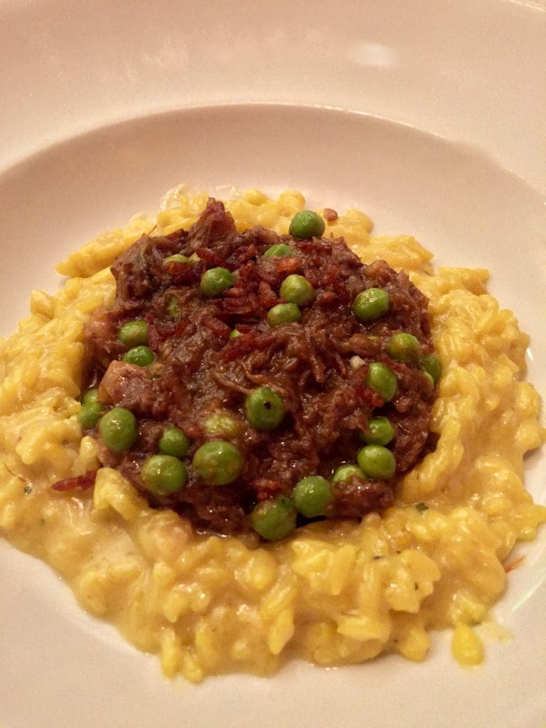Saffron risotto, peas, and oh-so-succlent oxtail.