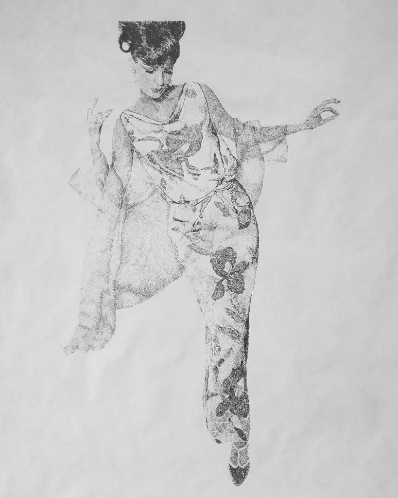 Laura Lark's "Only Silk is Silk," 2013, at Devin Borden Gallery. Lark, one of the stars of the gallery's stable, is known for her highly detailed drawings that allude to tropes of feminine glamour espoused by advertising and media.  