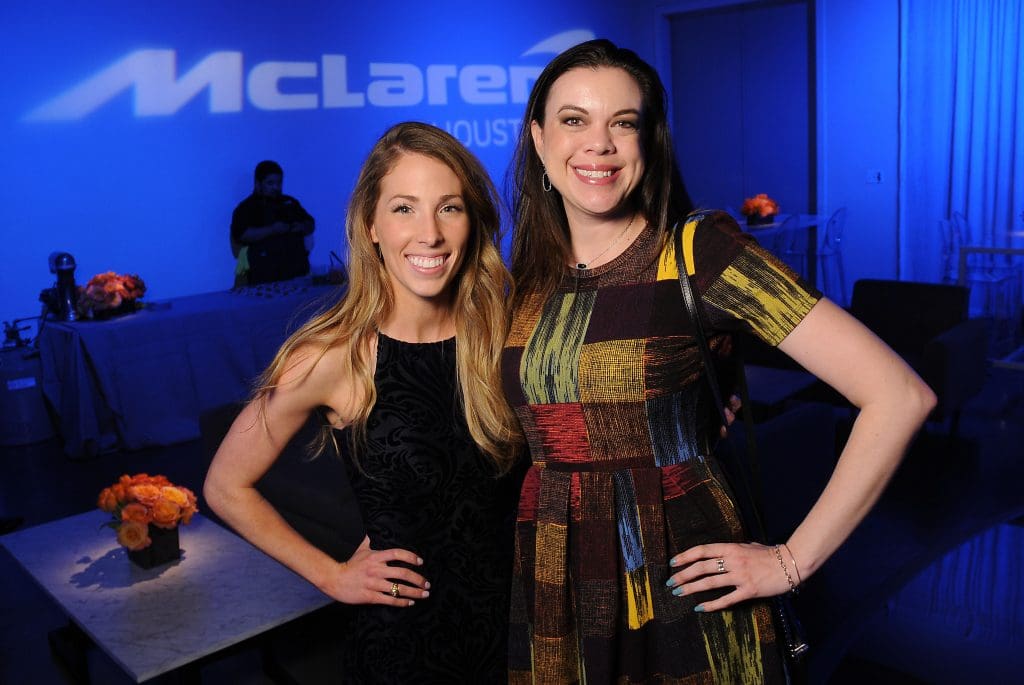 Suzanne Dickson and Janet Allen at the McLaren Houston unveiling party for the new McLaren 720s at 5226 Elm Thursday March 16,2017. (Dave Rossman Photo)
