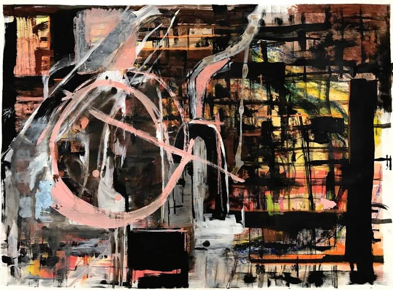Jennifer McClish's "Machine in the Middle," 2017, at Cindy Lisica Gallery. Lisica, based in Houston, was formerly at the Warhol where she was the keeper of the Pop master's Time Capsules. She discovered McClish as a recent UH Master's Thesis exhibition. 