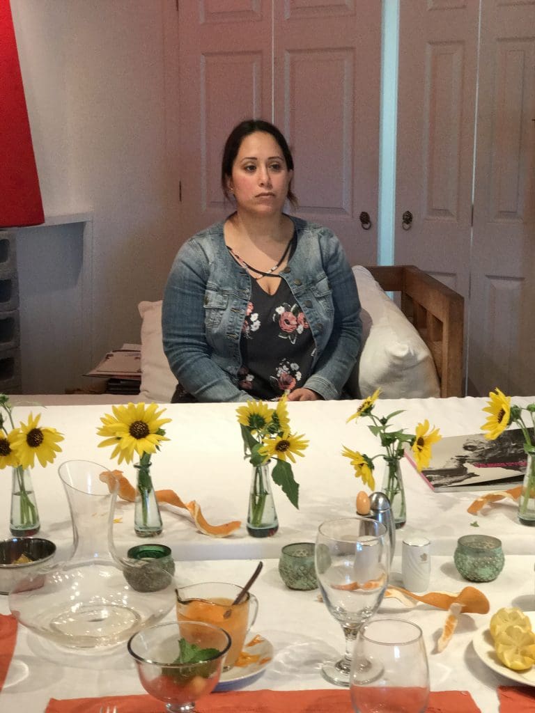 Sophia Solis' elegance presides over the dining table.