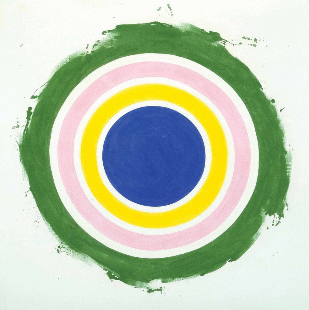 Kenneth Noland’s Half, 1959, in the permanent collection of the MFAH, and originally exhibited at the gallery.
