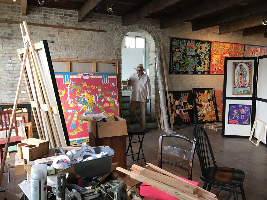 Mark Clark's studio space above Galeria 409 in Brownsville, Texas.