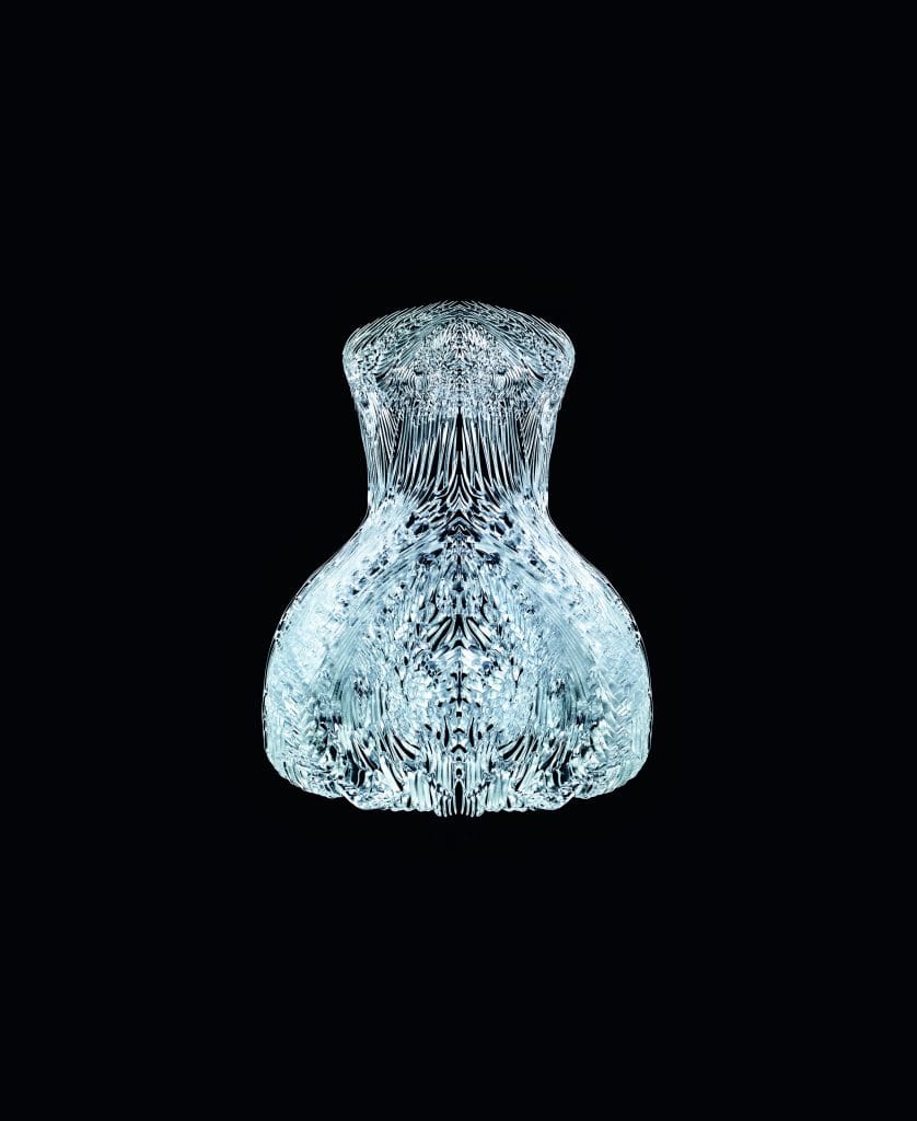 Iris van Herpen "Magnetic Motion" dress, September 2014, 3-D printed
transparent photopolymer, SLA resin