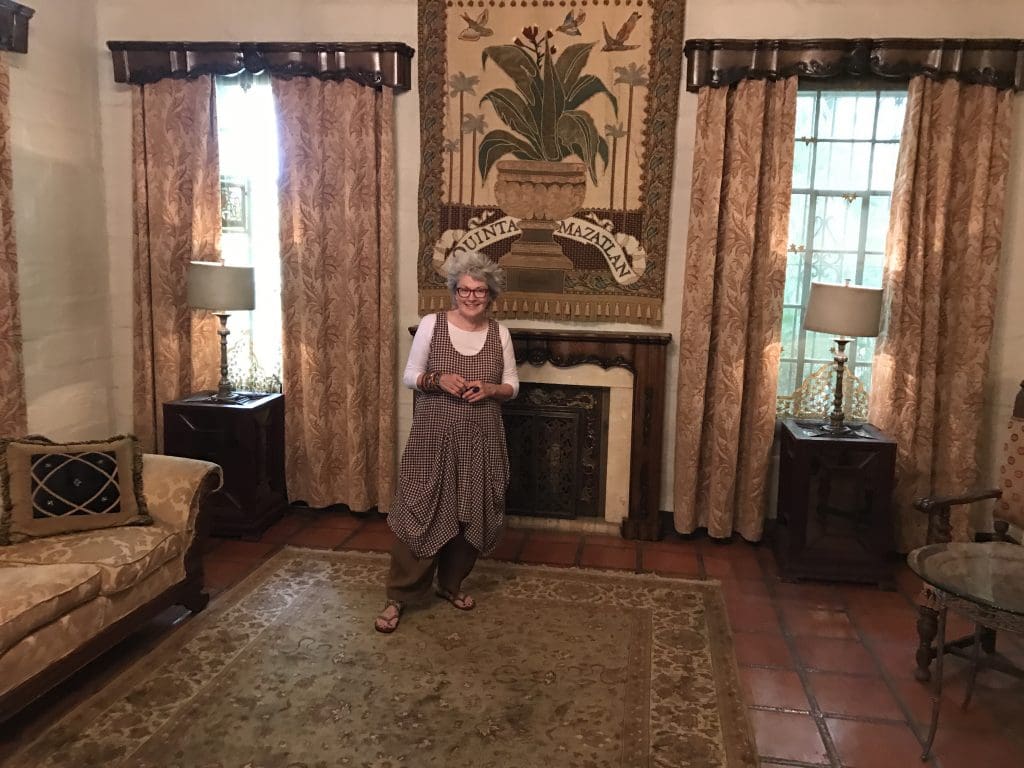 Mary Margaret Hansen surveys the Grand Hall at Quinta Mazatlan.