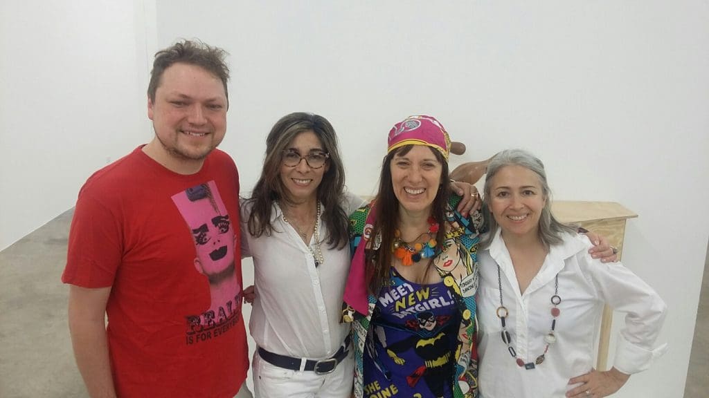 Gallerist Liliana Bloch (second from left) and her posse: artist Shawn Mayer, this scribe, and Houston dealer Yvonamor Palix. 
