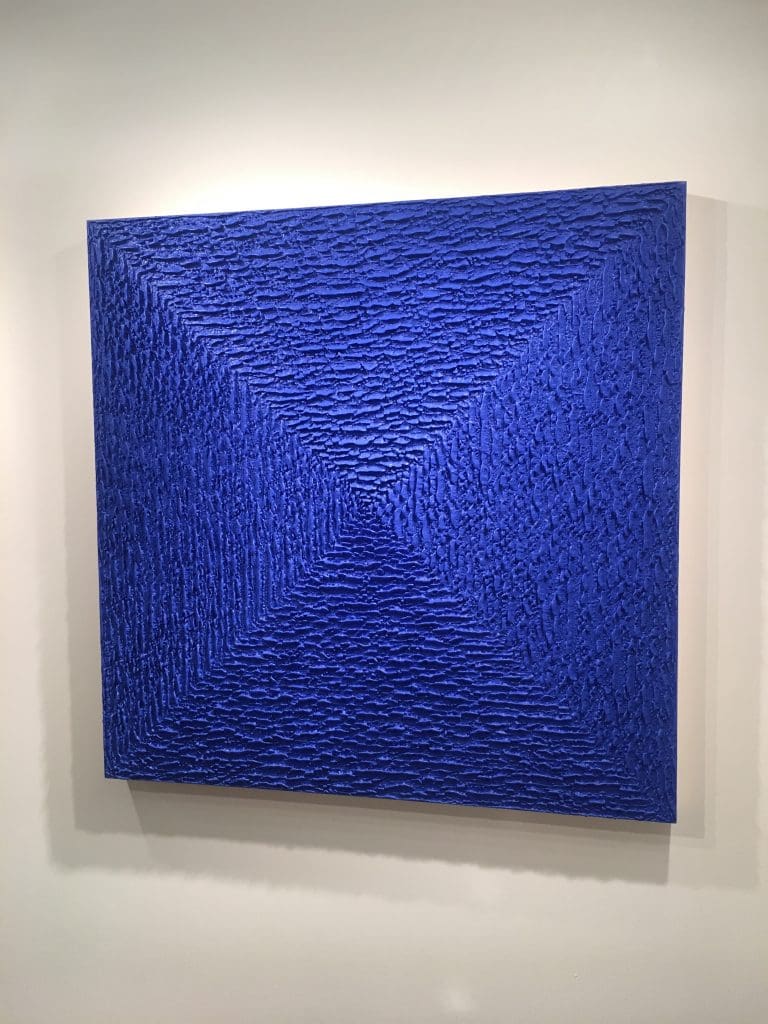 A Yves Klein-inspired Martin Kline at De Buck Gallery.