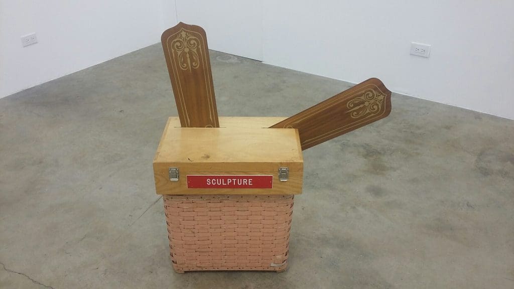 A wry little sculpture by Vince Jones exhibited at Liliana Bloch Gallery as part of the artist's solo timed to Dallas Arts Month. 