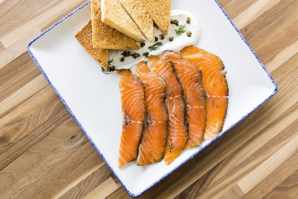 Start your meal with one of Star Fish's many small plates like the gravlax. 