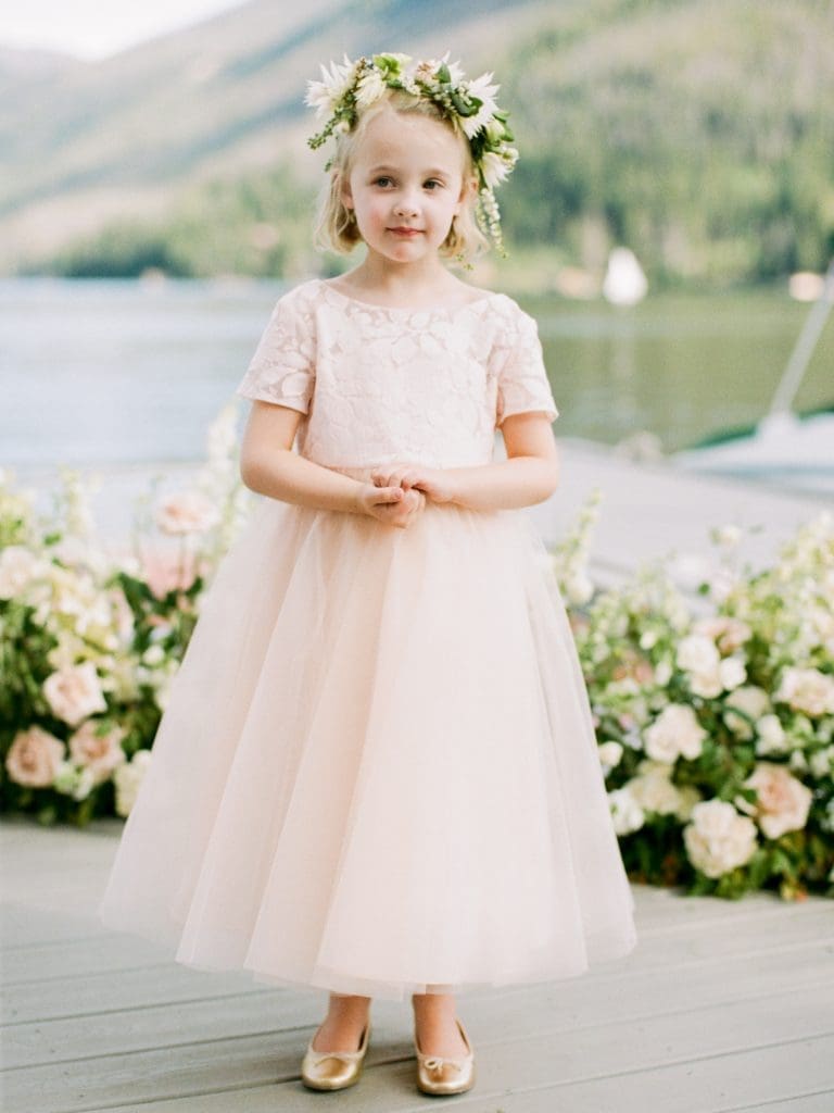 A flower girl in her Bows & Arrows flower crown (Photo by Rachel Havel)