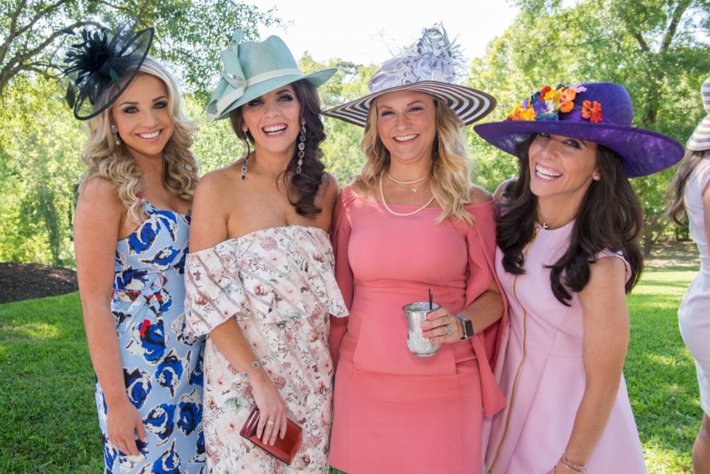 A previous Hats, Hearts & Horseshoes benefit for Bo's Place: Bria Wall, Joanna Marks, Amy Haymond, Hannah McNair. The 2021 Kentucky Derby event takes place at Houston Polo Club. (Photo by Michelle Watson/CatchlightGroup.com)