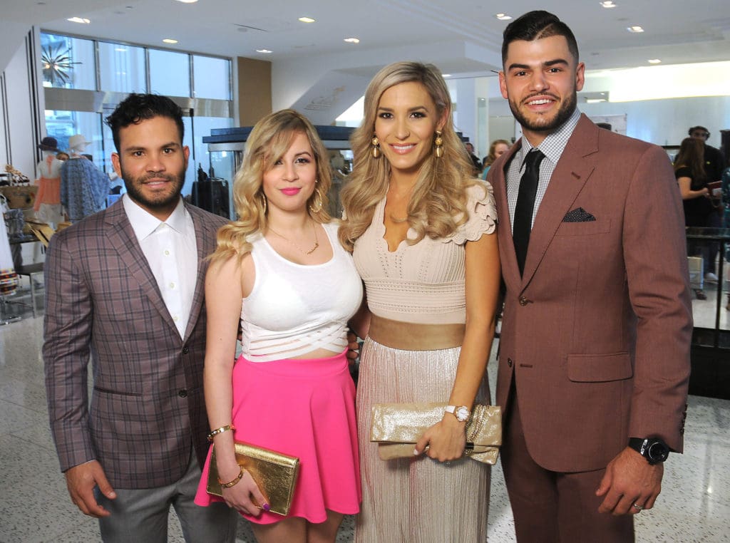 From left: Jose and Nina Altuve with Kara and Lance McCullers Jr. at the TeamUp for Kids & K9s supporting Sunshine Kids & Lance McCullers Jr Foundation at  Tootsies Thursday May 18, 2017. (Dave Rossman Photo)