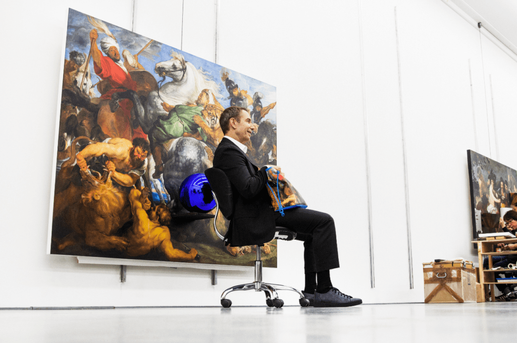 Artist Jeff Koons in the studio, during production of his Masters collaboration with Louis Vuitton