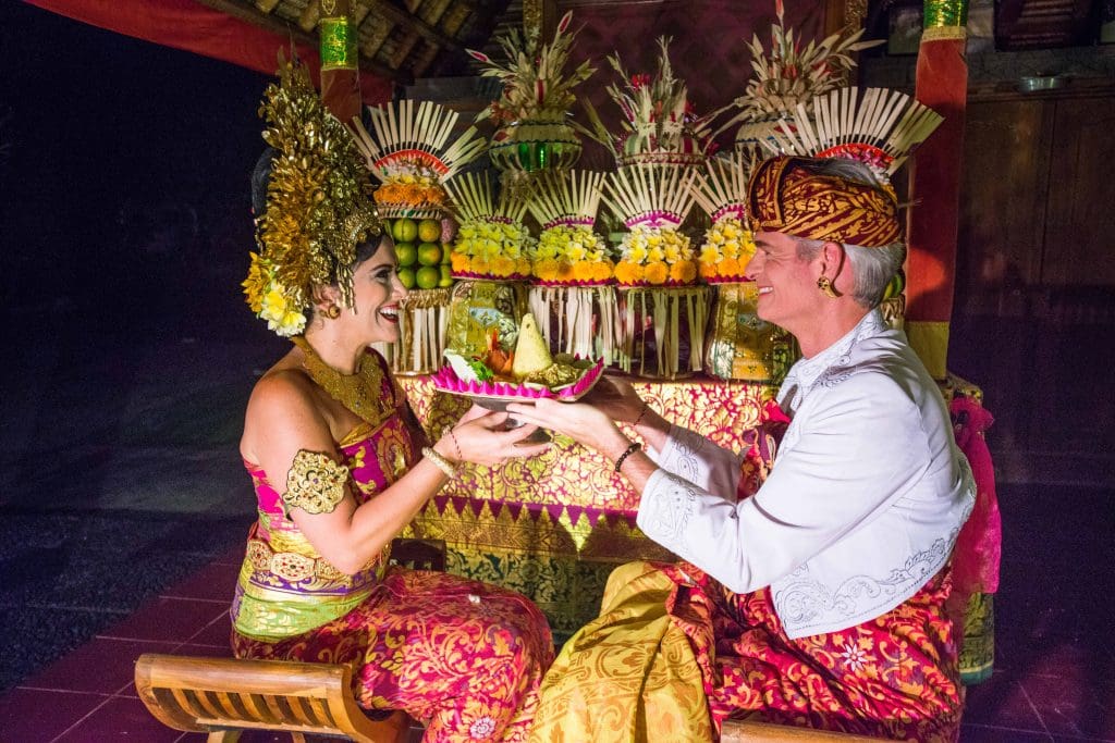 Houstonians Adele Hartland and Jason Hebert were wed Indonesian style in Bali in 2017. (Photo by Michelle Watson, CatchLight Group)