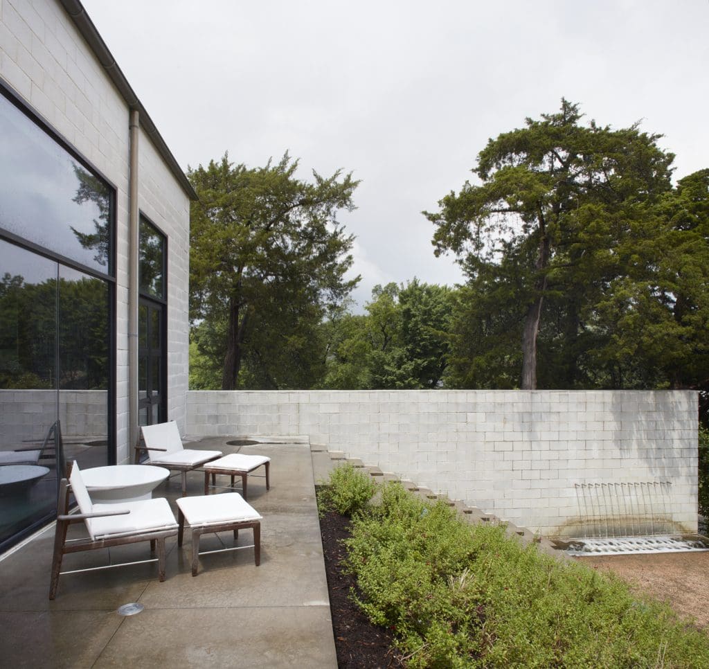 The home's upper and lower terraces were designed by David Hocker. (photo by Lisa Petrole)