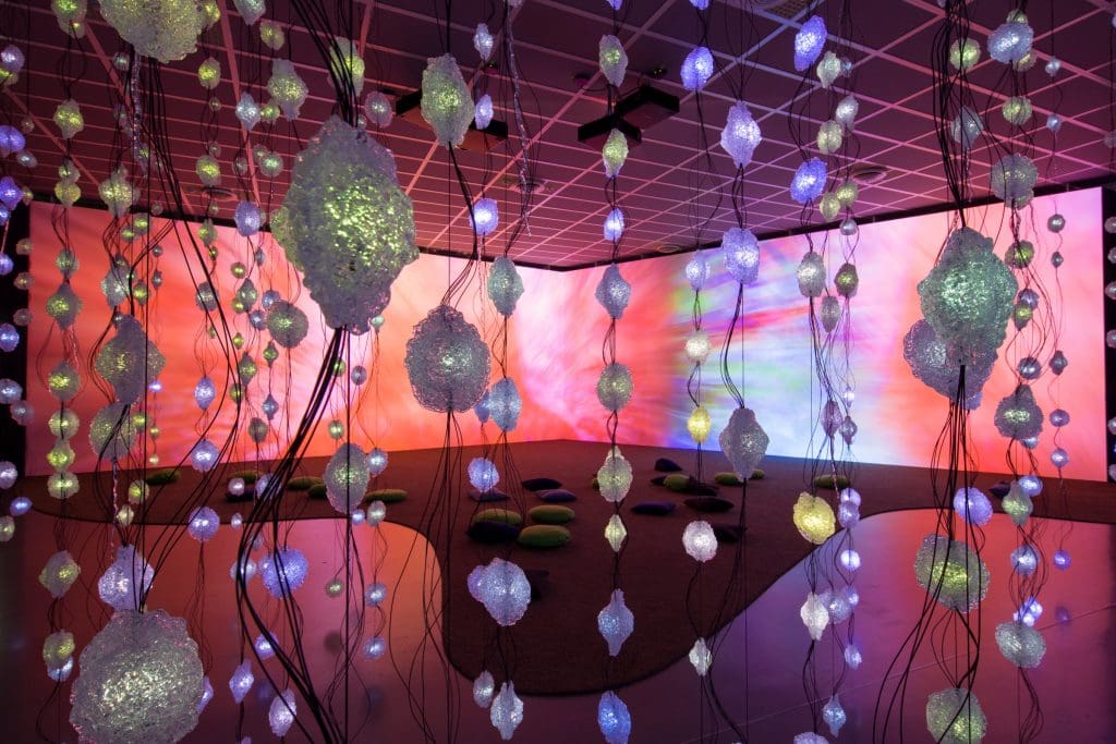 Swiss artist Pipilotti Rist's "Pixel Forest," 2016, features 3,000 LEDs, an artwork that transforms the museum experience. ((Photo Mancia Bodner; courtesy Kunsthaus Zurich, Switzerland) 
