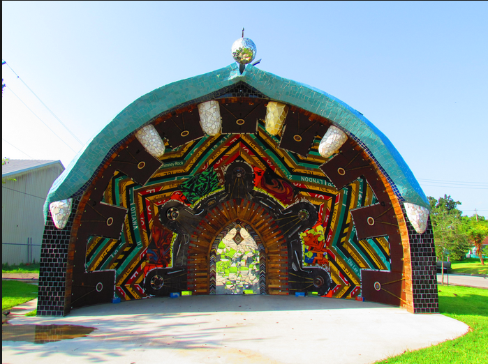 The Lindley Fish stage at Smither Park, among the Orange Show's initiatives. 