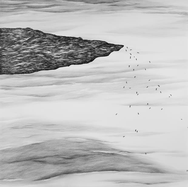 Robyn O’Neil's "The Edge of the World," 2008, evidences a dystopian view of reality.  