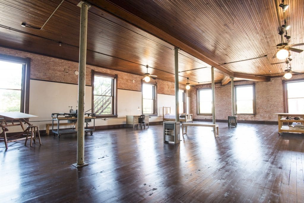 The expansive interiors of an artist’s studio