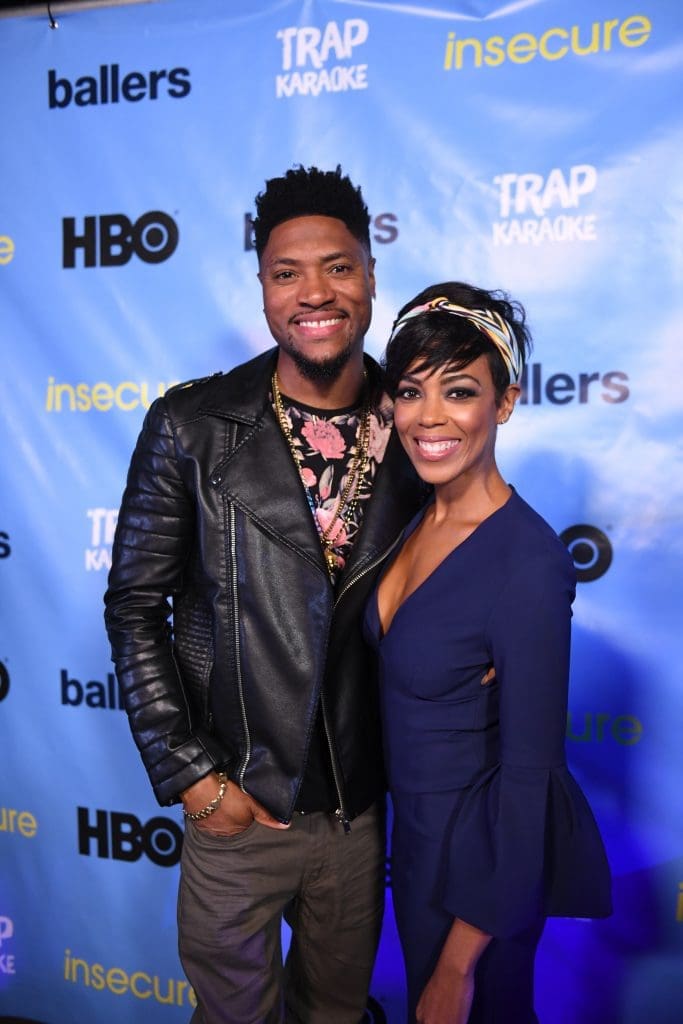 BALLERS stars London Brown (Reggie) and Jazmyn Simon (Julie) (Photo by Daniel Ortiz)