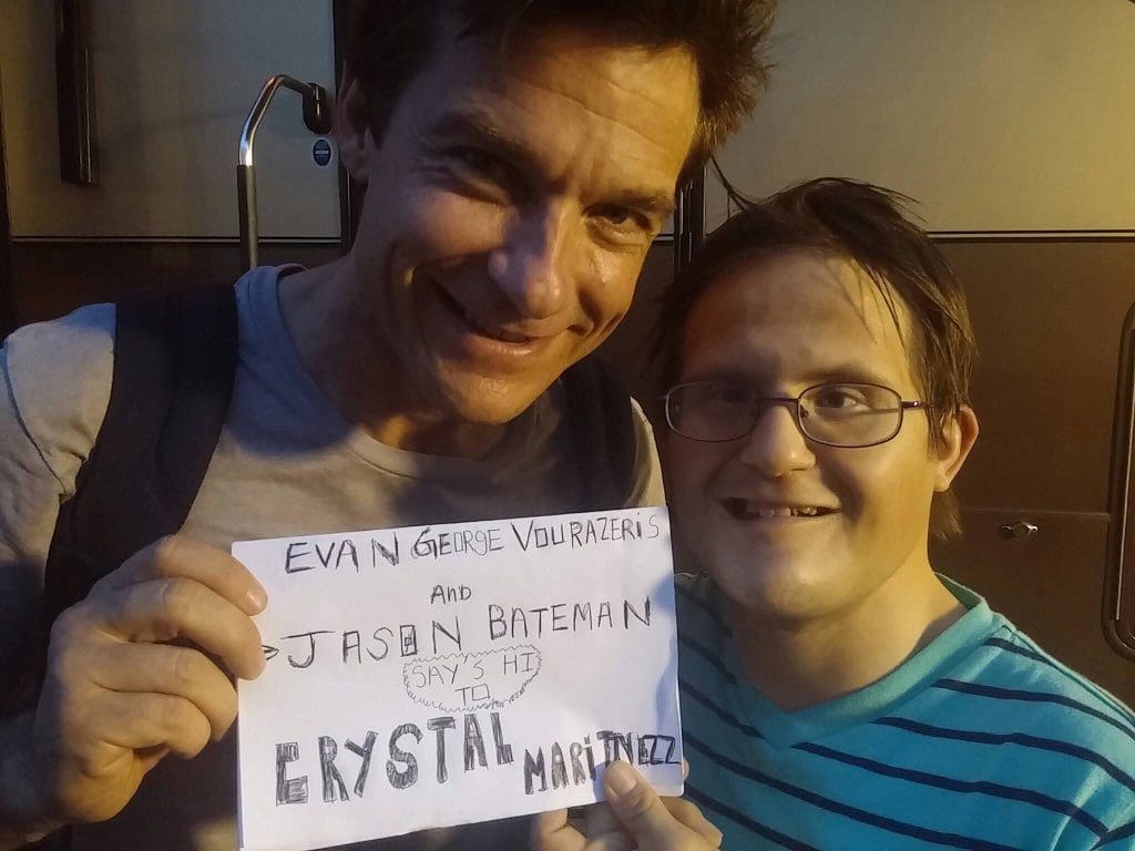 Evan on set with Justin Bateman