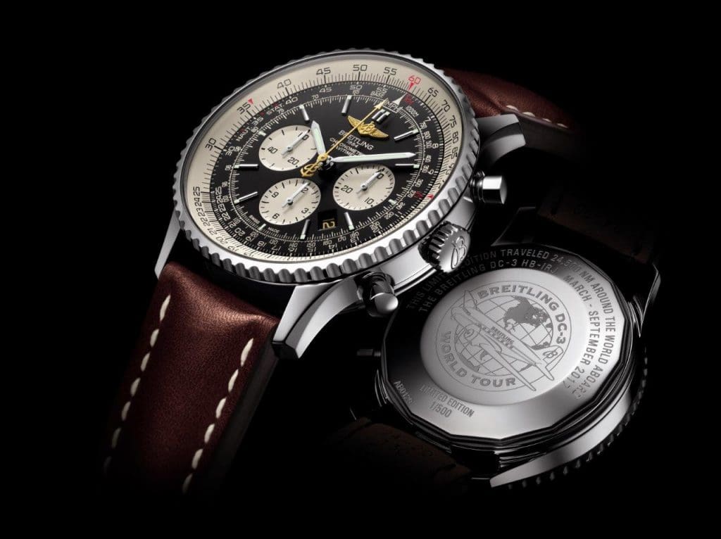 Each limited edition Breitling DC-3 Navitimer is numbered 1-500