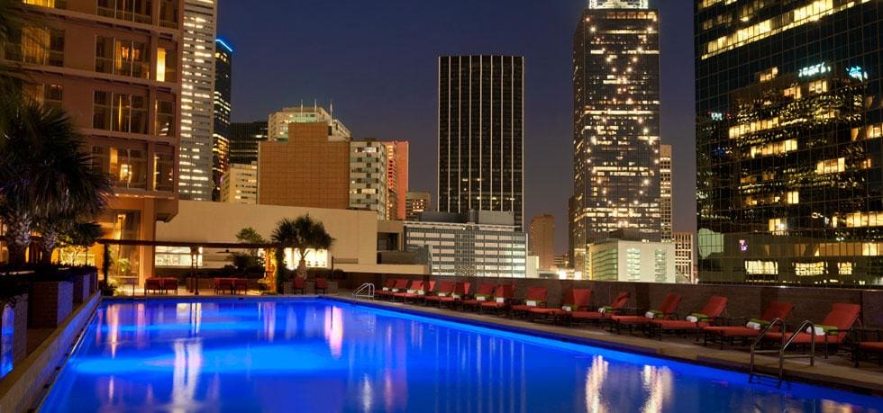 The Fairmont offers a day pass for its rooftop pool in downtown Dallas.