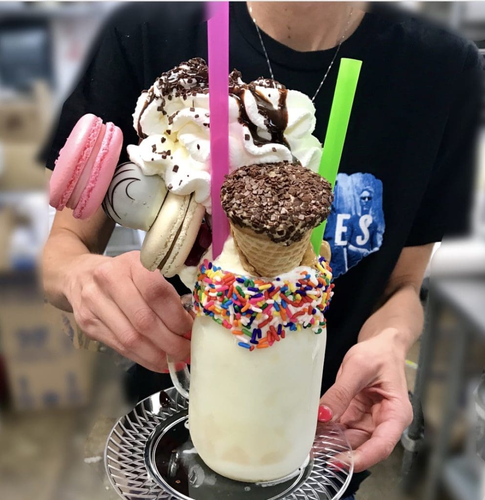 How do you actually eat this monstrous dessert? "It's not easy," owner Toni Rivard says of the Freakshake. 