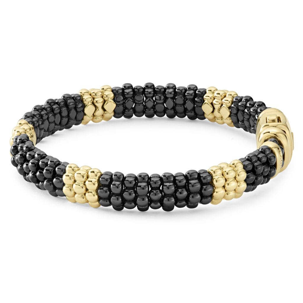 Lagos 18K Gold and Black Ceramic Caviar Bracelet