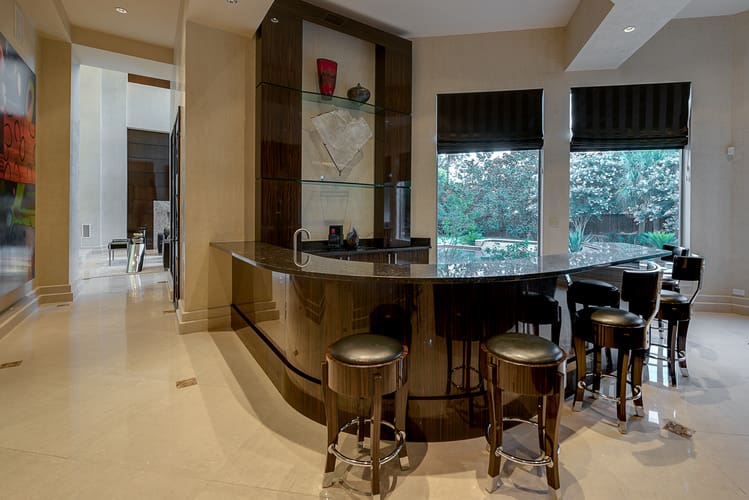 The house has two wet bars. 