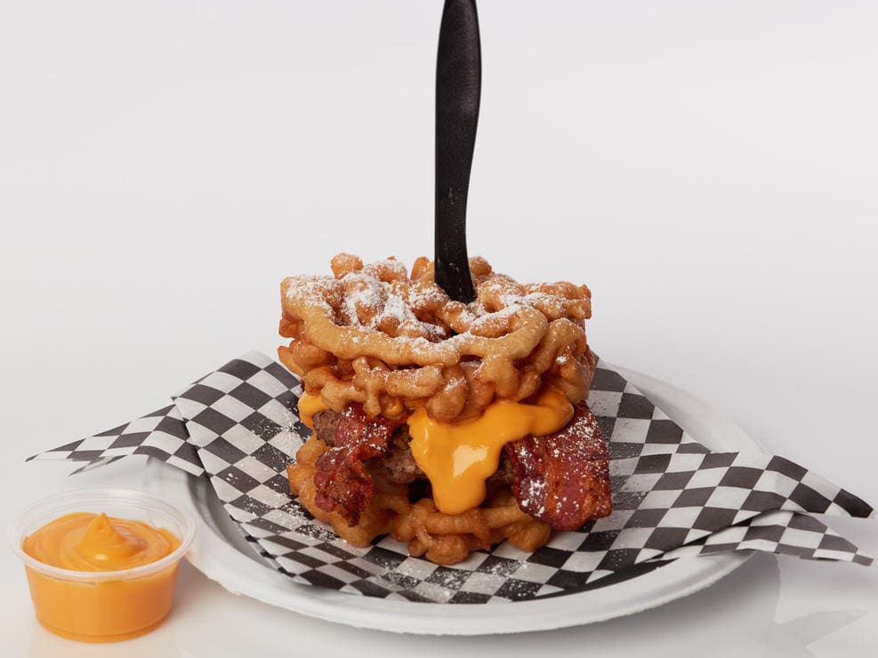 The Funnel Cake Bacon Queso Burger was the big winner in 2017.