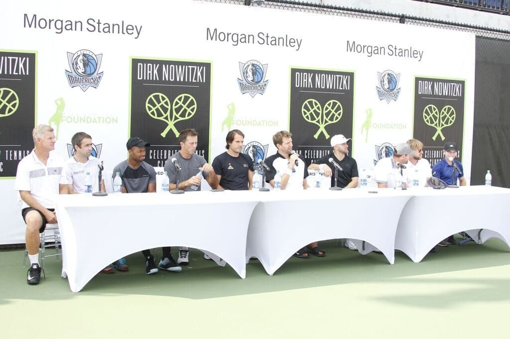 Celebrity players at the Dirk Nowitzki Pro Celebrity Tennis Classic press conference