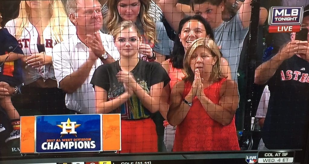 Supermodel Kate Upton made her first appearance in Houston to watch her man Justin Verlander work on the day he clinched the division title.