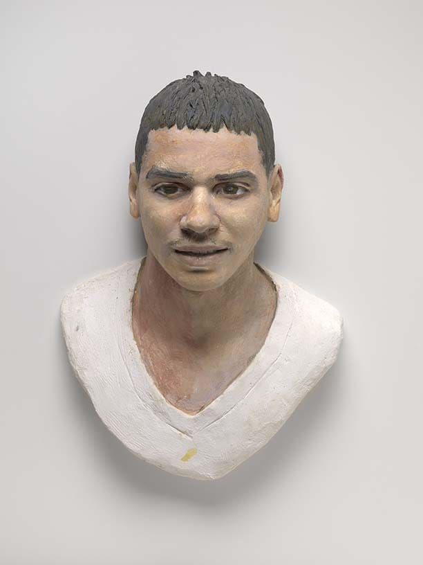 Detail from John Ahearn's double portrait sculpture, "The Rodriguez Twins," 2014. (Collection and copyright the artist) 
Collection of the artist © John Ahearn