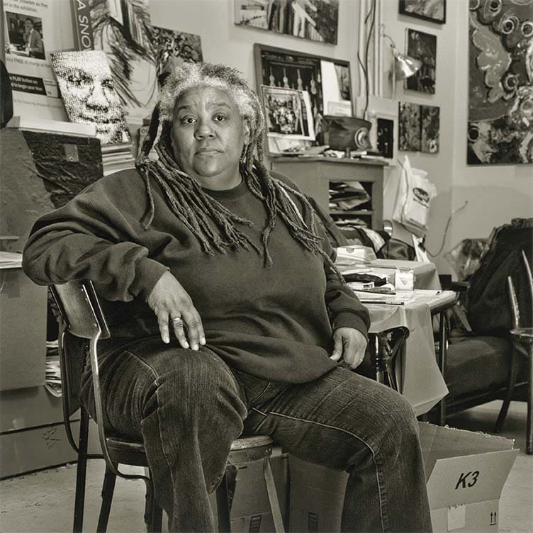  Donita Simpson photographs artist "Gilda Snowden in Her Detroit Studio,"
2014, to produce a depiction of strength and determination. (Collection and copyright the artist) 
